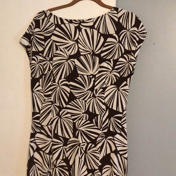 London Times Sleeveless Brown Print Dress Size 14 - Picture 4 of 5